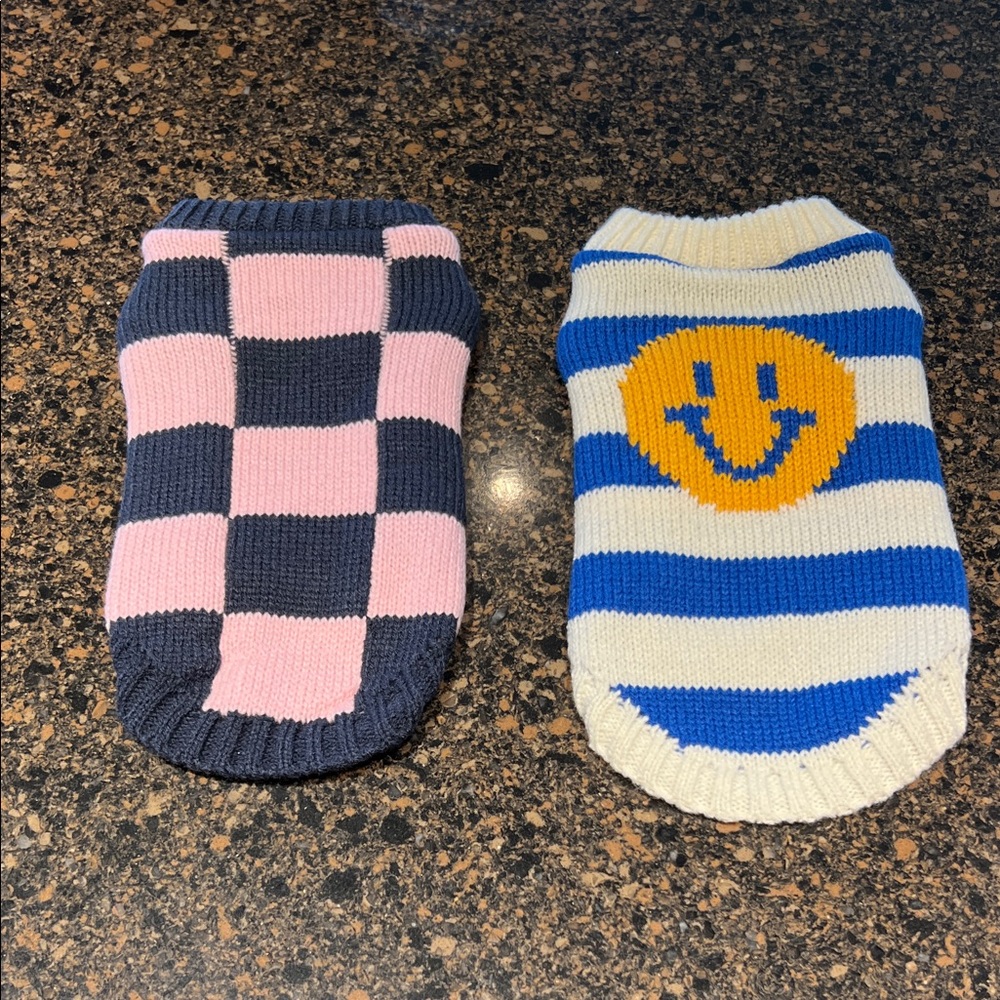 Pink and Blue Checkered Dog Sweater